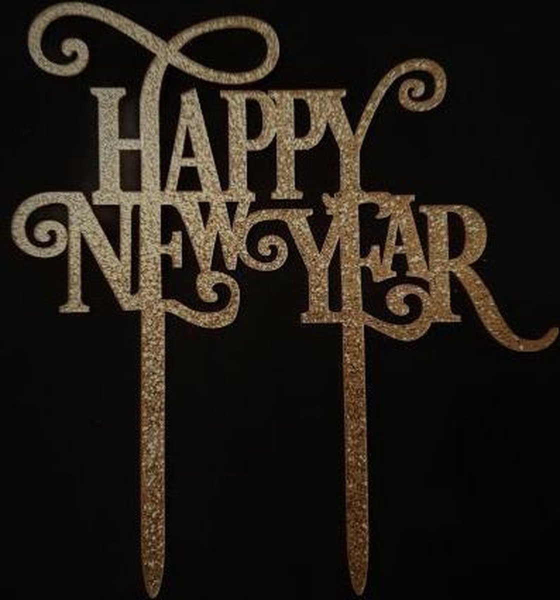 Cake topper happy new year rose goud | kunststof taartdecoratie (Acryl)